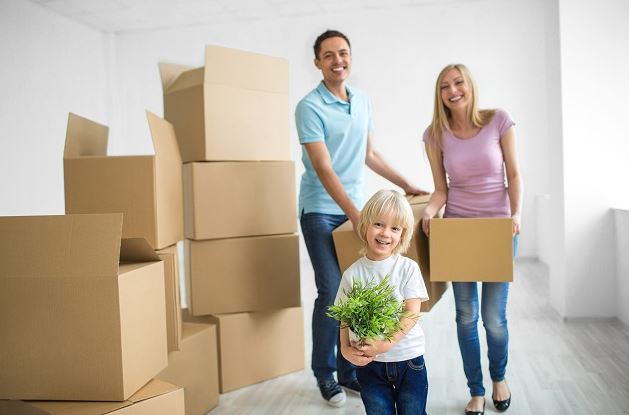 A Family relocating to elsewhere with Boxes